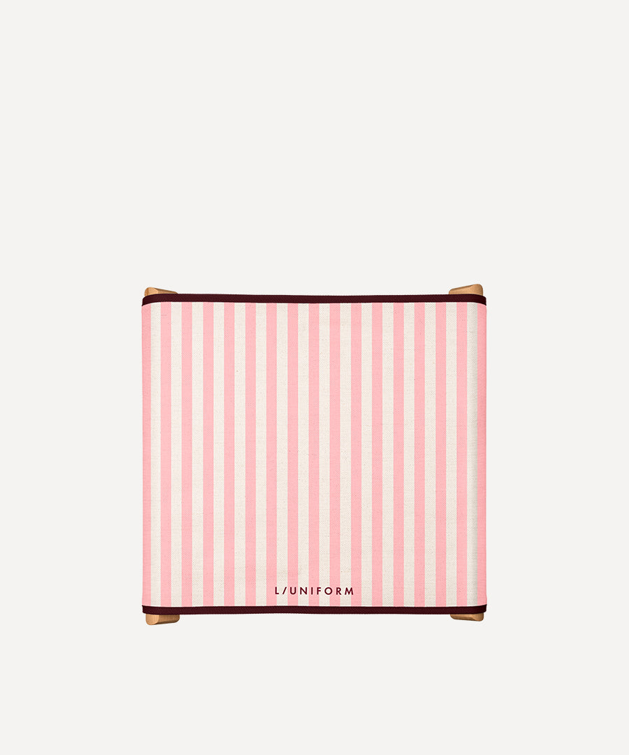 LE TABOURET QUADRILLE NATURELLE RAYÉE ROSE