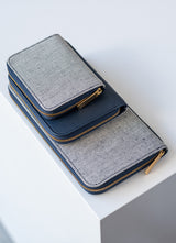 COMPACT WALLET QUADRILLE CANVAS AND LEATHER